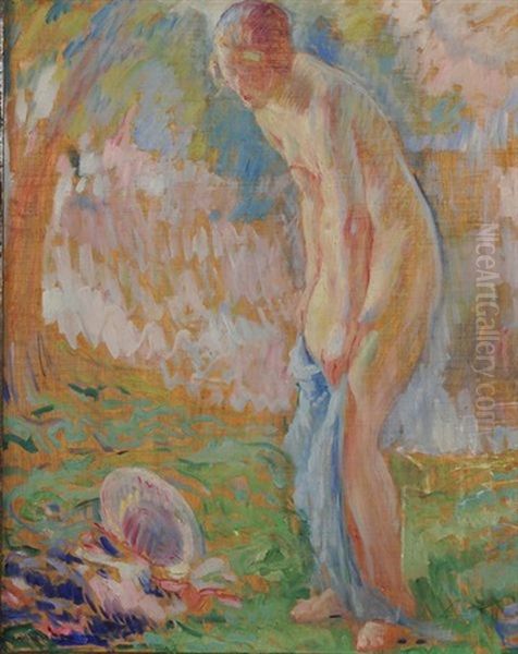 Baigneuse Oil Painting by William Malherbe