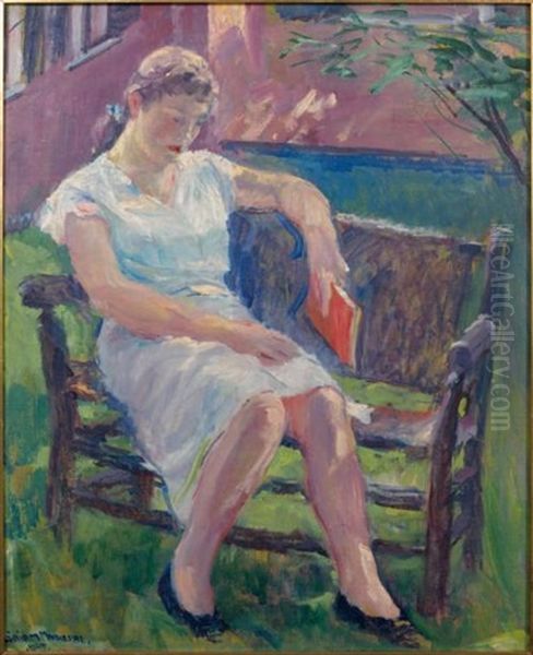 Jean, Sur Un Banc Oil Painting by William Malherbe