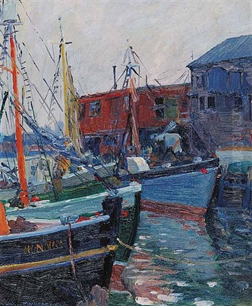 Gloucester Harbor Oil Painting by William Malherbe