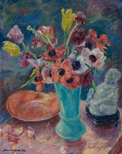 Nature Morte Au Bouquet De Fleurs Oil Painting by William Malherbe