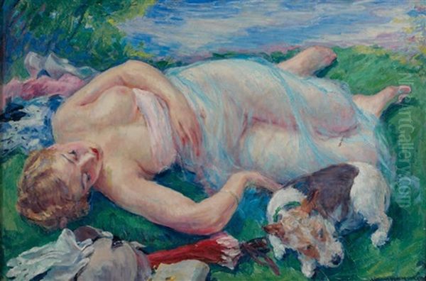 La Sieste Apres Le Bain Oil Painting by William Malherbe