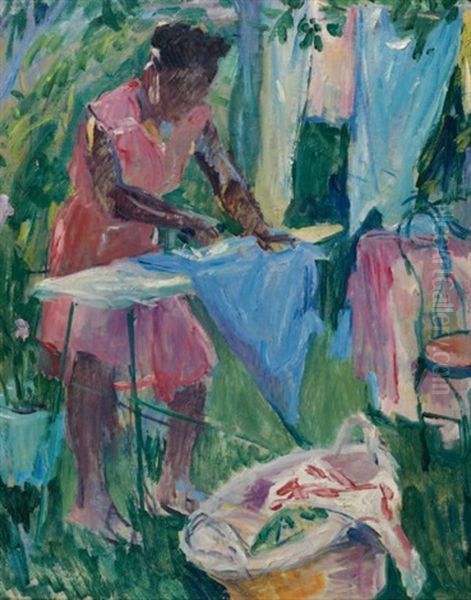 Negro Laundress U Outdoor, California Oil Painting by William Malherbe