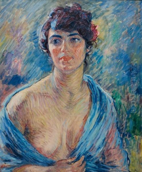 Dark Haired Girl Oil Painting by William Malherbe