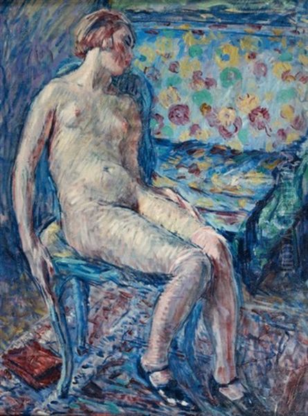 Nu Assis Sur Une Chaise Oil Painting by William Malherbe