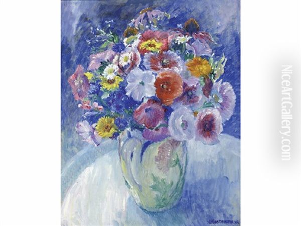 Fleurs Oil Painting by William Malherbe