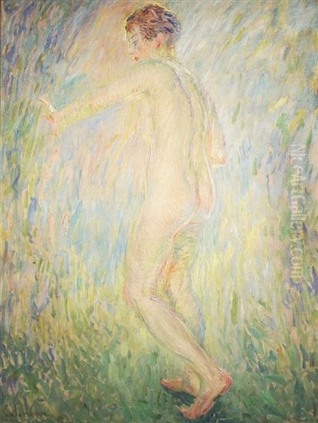 Nude In The Garden Oil Painting by William Malherbe