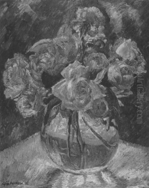 Bouquet De Roses Oil Painting by William Malherbe