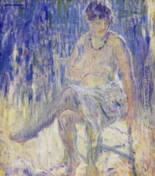 Jeune Femme Assise Oil Painting by William Malherbe