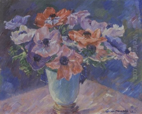 Anemonenstraus In Einer Vase Oil Painting by William Malherbe