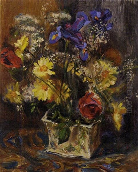 Nature Morte Avec Vase En Fleurs Oil Painting by William Malherbe