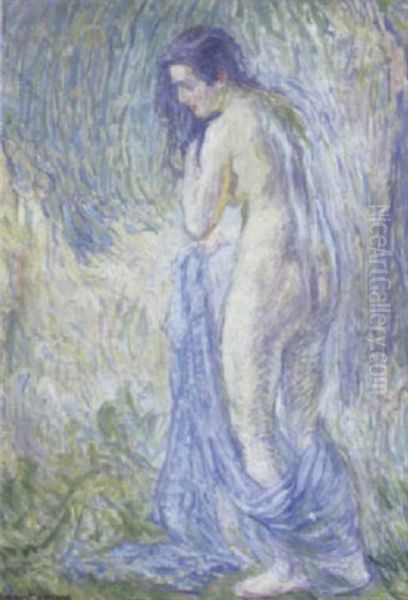 Jeune Femme Nue Au Voile Oil Painting by William Malherbe