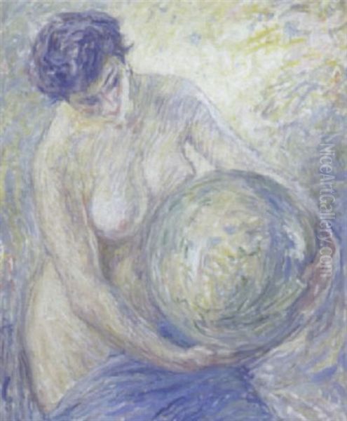 Jeune Femme Nue Et Globe Oil Painting by William Malherbe