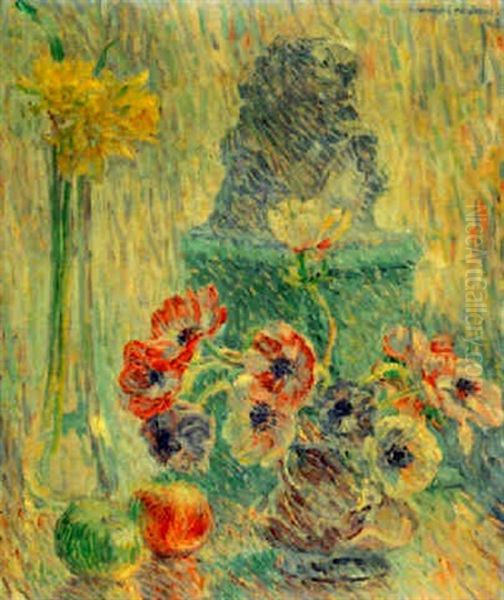 Anemones, Jonquilles Et Pommes Oil Painting by William Malherbe