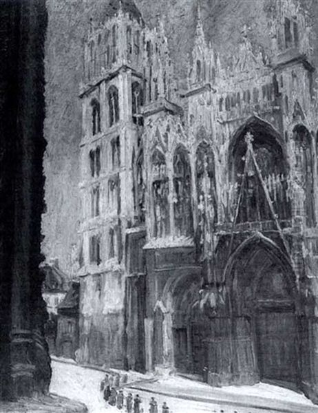 La Cathedrale De Rouen Oil Painting by William Malherbe