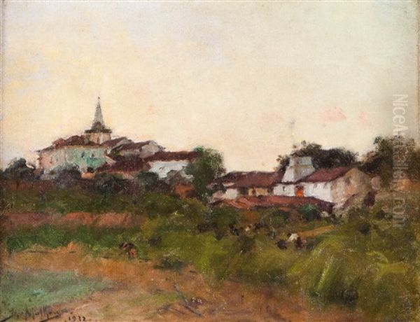 View Of Figueiro Dos Vinhos Oil Painting by Jose Vital Branco Malhoa