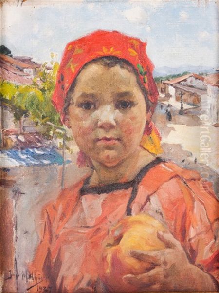 Maca Reineta Oil Painting by Jose Vital Branco Malhoa