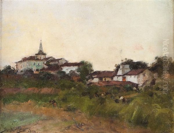 A View Of Figueiro Dos Vinhos Oil Painting by Jose Vital Branco Malhoa