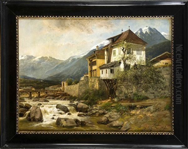 Lana Bei Meran Vor Alpenpanorama Oil Painting by Christian Friedrich Mali