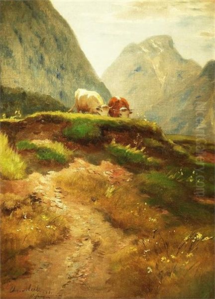 Weidevieh Im Hochgebirge Oil Painting by Christian Friedrich Mali