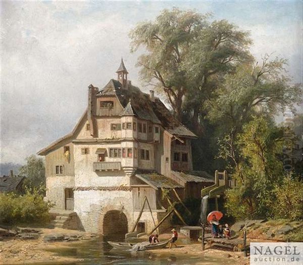 An Einer Wassermuhle Oil Painting by Christian Friedrich Mali