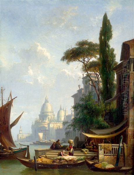 Venedig Mit Blick Auf Santa Maria Della Salute Oil Painting by Christian Friedrich Mali