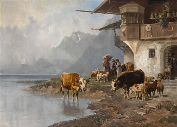 Am Achensee Oil Painting by Christian Friedrich Mali