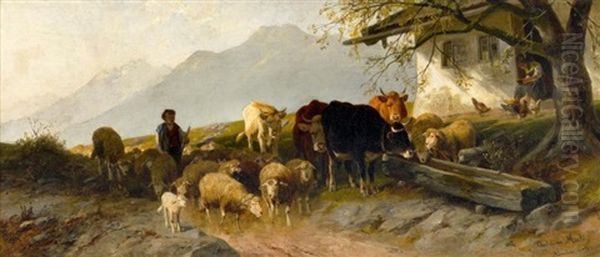 Heimtrieb Oil Painting by Christian Friedrich Mali