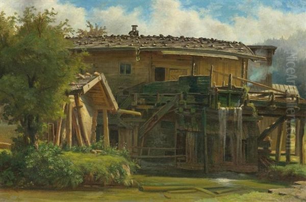 Alte Muhle Oil Painting by Christian Friedrich Mali