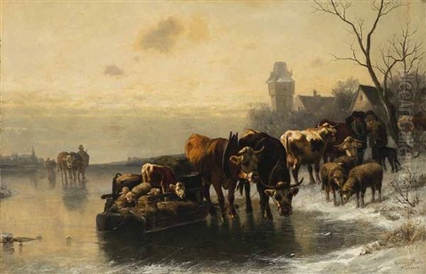 Winterliche Heimkehr Vom Viehmarkt Oil Painting by Christian Friedrich Mali