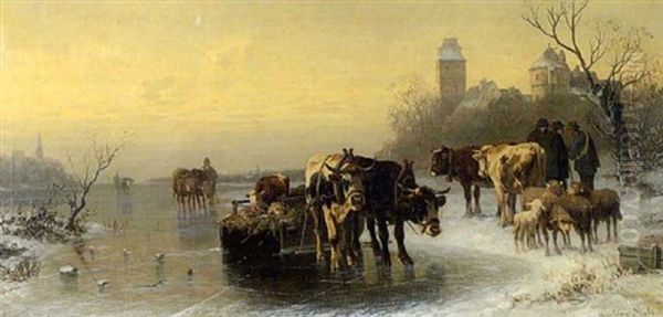 Gang Zum Viehmarkt Oil Painting by Christian Friedrich Mali