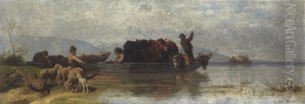 Viehtransport Auf Dem See Oil Painting by Christian Friedrich Mali