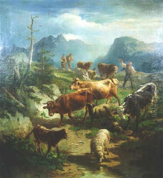 Almabtrieb Oil Painting by Christian Friedrich Mali