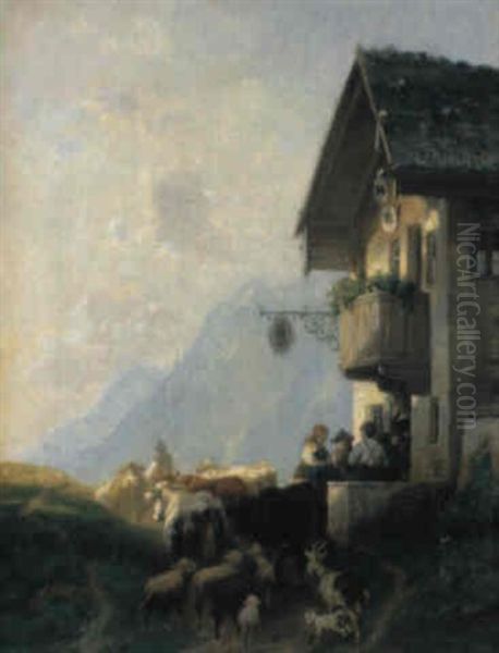 Almabtrieb Oil Painting by Christian Friedrich Mali