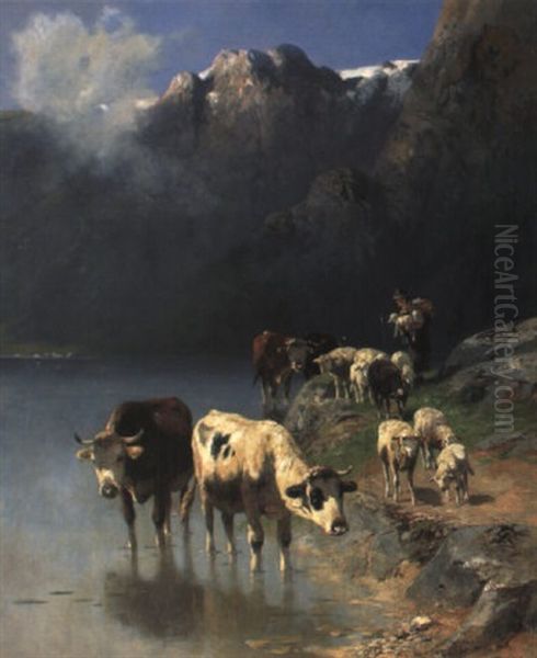 Am Achensee Oil Painting by Christian Friedrich Mali