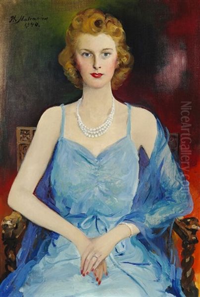 Portrait Of Else Prior Havemann, Nee Knock (1920-2000) Oil Painting by Philip Andreevich Maliavin