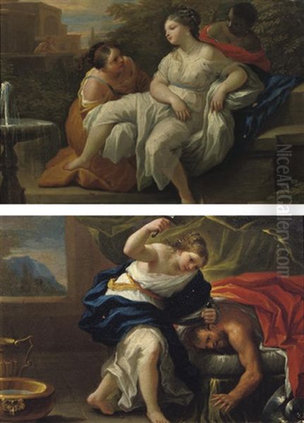 Jael Slaying Sisera (+ David Spying On Bathsheba; Pair) Oil Painting by Nicola Malinconico