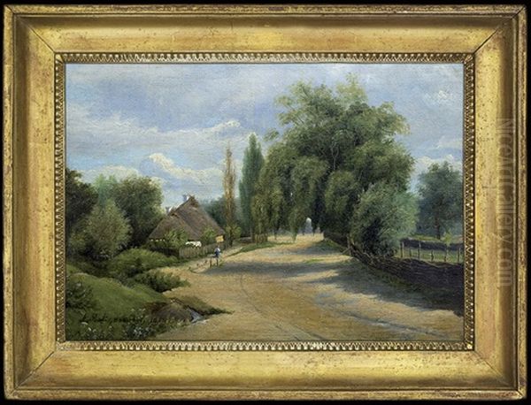 Village Road Oil Painting by Viktor Adam Malinovsky