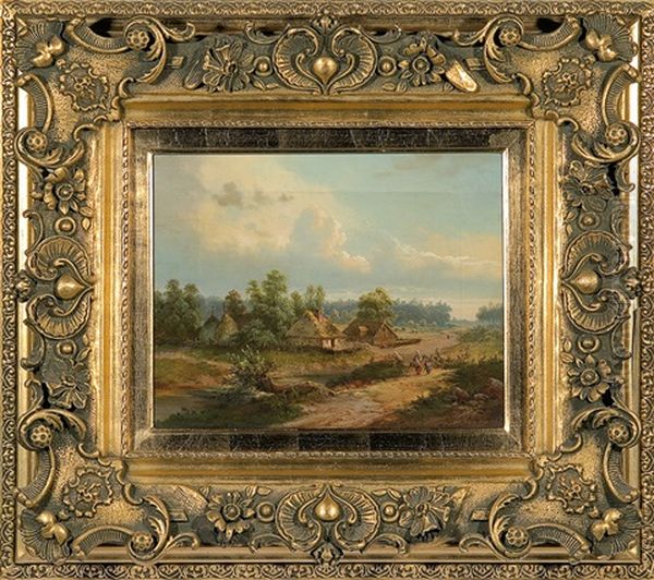 Polish Landscape Oil Painting by Viktor Adam Malinovsky