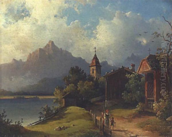 Tiroler Landschaft Oil Painting by Edmund Malknecht