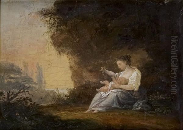 Jeune Femme Et Son Enfant Oil Painting by Jean-Baptiste Mallet