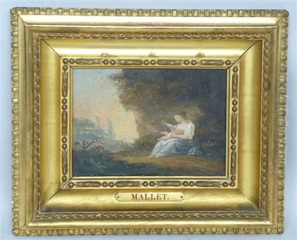 Femme Et Enfant Dans Un Paysage Oil Painting by Jean-Baptiste Mallet