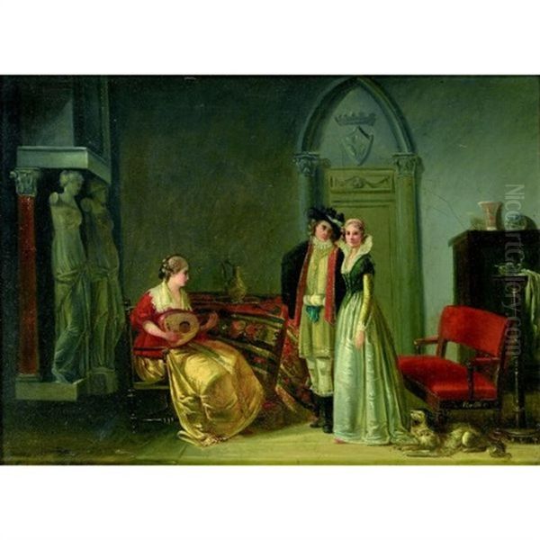 Serenade Aux Fiances Oil Painting by Jean-Baptiste Mallet