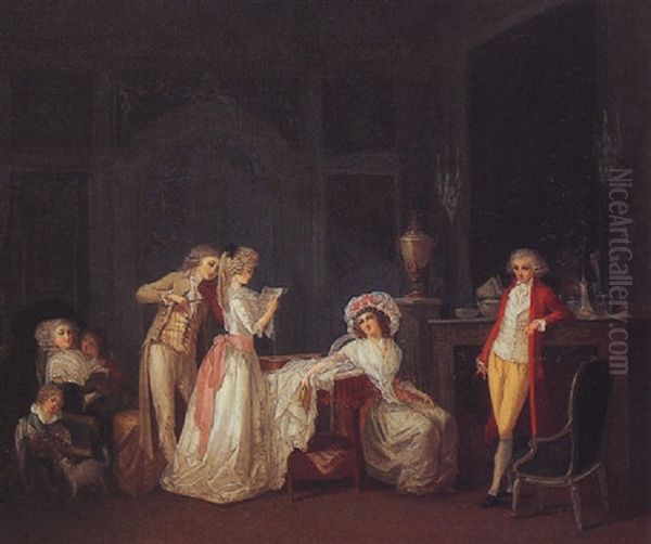 Interior Scene With A Musical Party Oil Painting by Jean-Baptiste Mallet