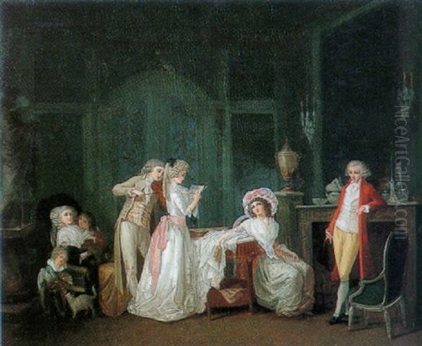 Interior Scene With A Musical Party Oil Painting by Jean-Baptiste Mallet