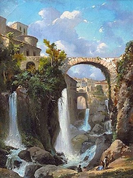 Les Cascades De Tivoli Oil Painting by Paul Mallet