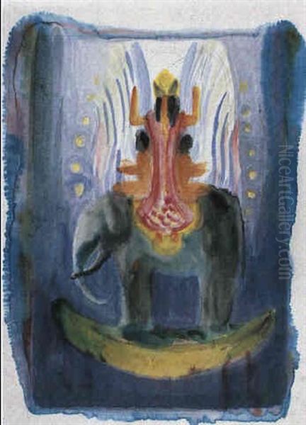 Deity On An Elephant Oil Painting by Erich Mallina