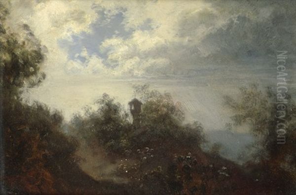 Landschaft Mit Marterl Bei Aufziehendem Wetter by Ferdinand Mallitsch