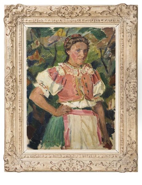 A Girl In Folk Costume by Gustav Mally