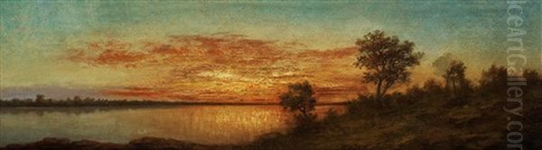 Sunset Oil Painting by August Malmstroem