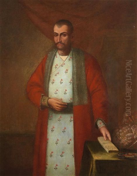 Portrait Of An Ottoman Dignitary, Three-quarter-length, In Turkish Costume Oil Painting by Pietro Malombra